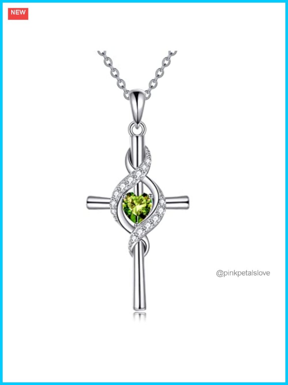 925 Sterling Silver Cross Birthstone Pendant Necklace Infinity Religious